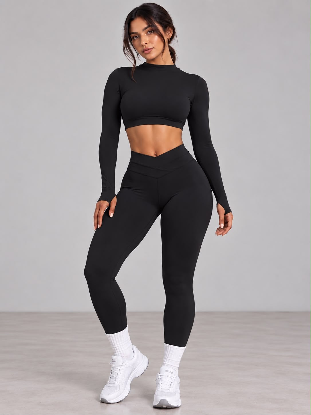 Conjunto Performance Negro de Manga Larga y Leggings