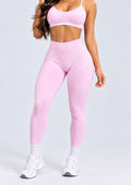 Conjunto Seamless de Sujetador Deportivo y Leggings en Rosa