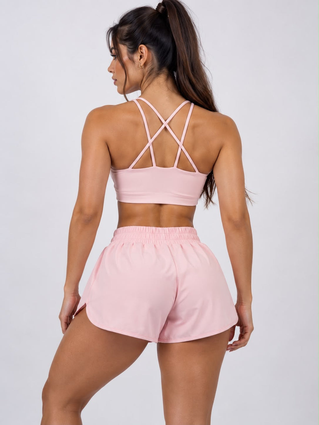 Conjunto Deportivo con Sujetador y Shorts en Rosa