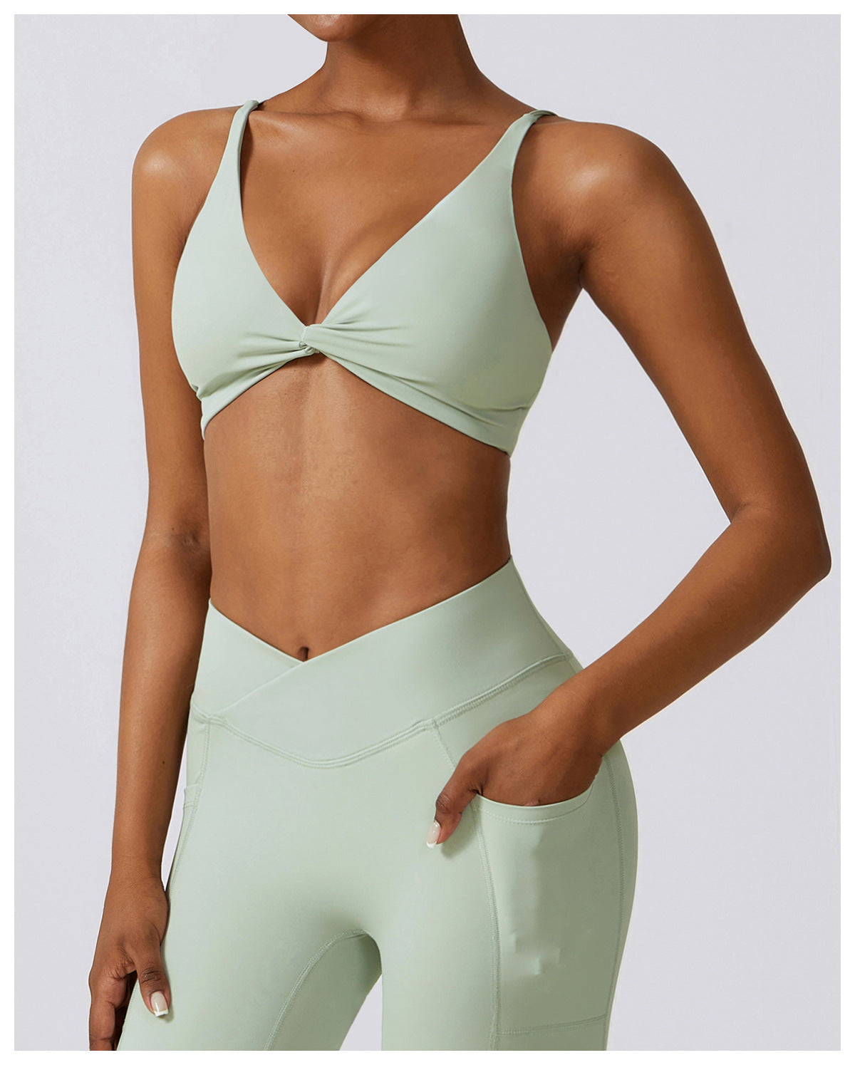 SET VERDE TOP+LEGGIGNS CON BOLSILLOS