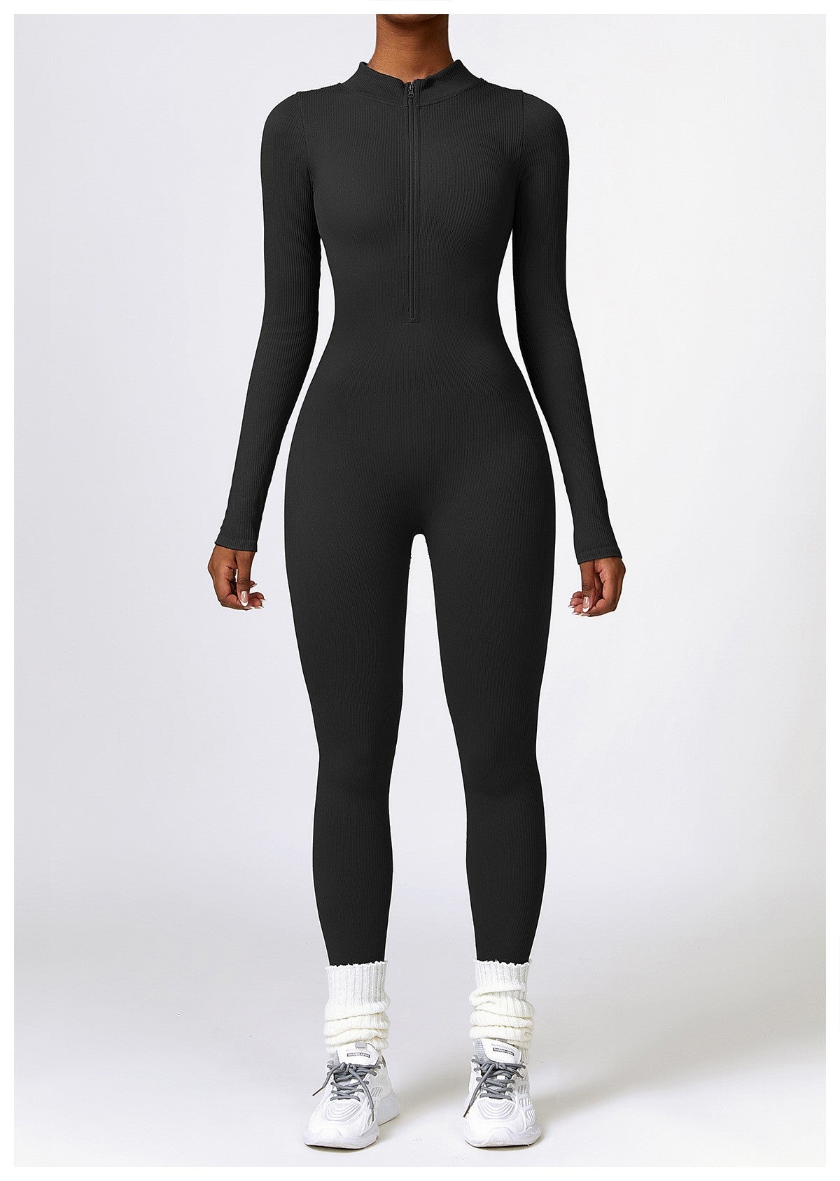 Jumpsuit acanalado manga larga